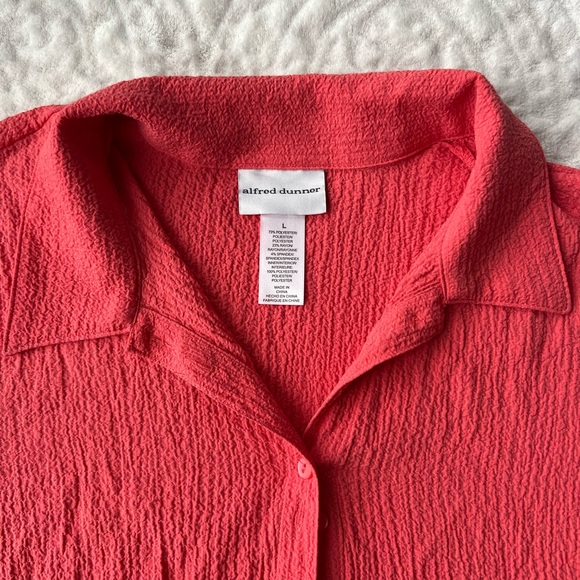 Alfred Dunner Coral Button Down 3/4 Sleeve Blouse Size L - Picture 5 of 7